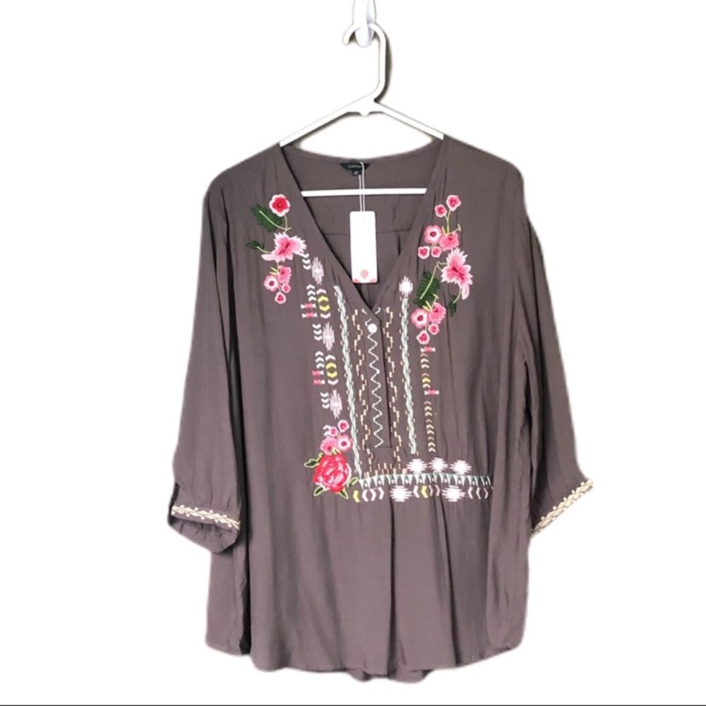 Floryday - Embroidered Boho Blouse - XL